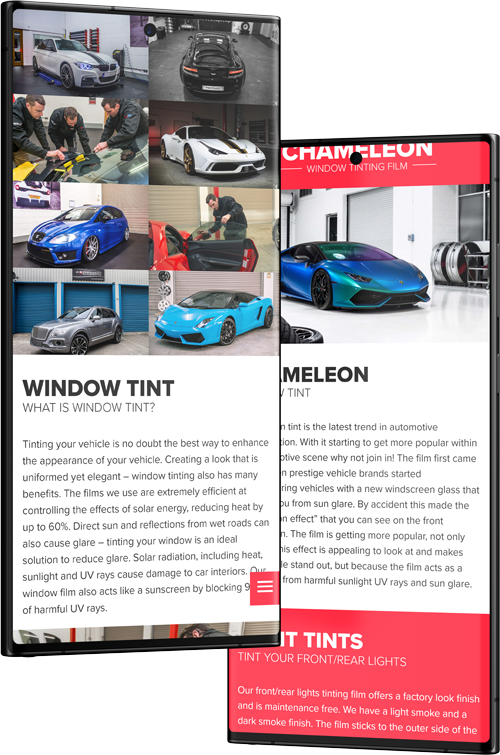 Expression Automotive website shown on two mobile phone screens