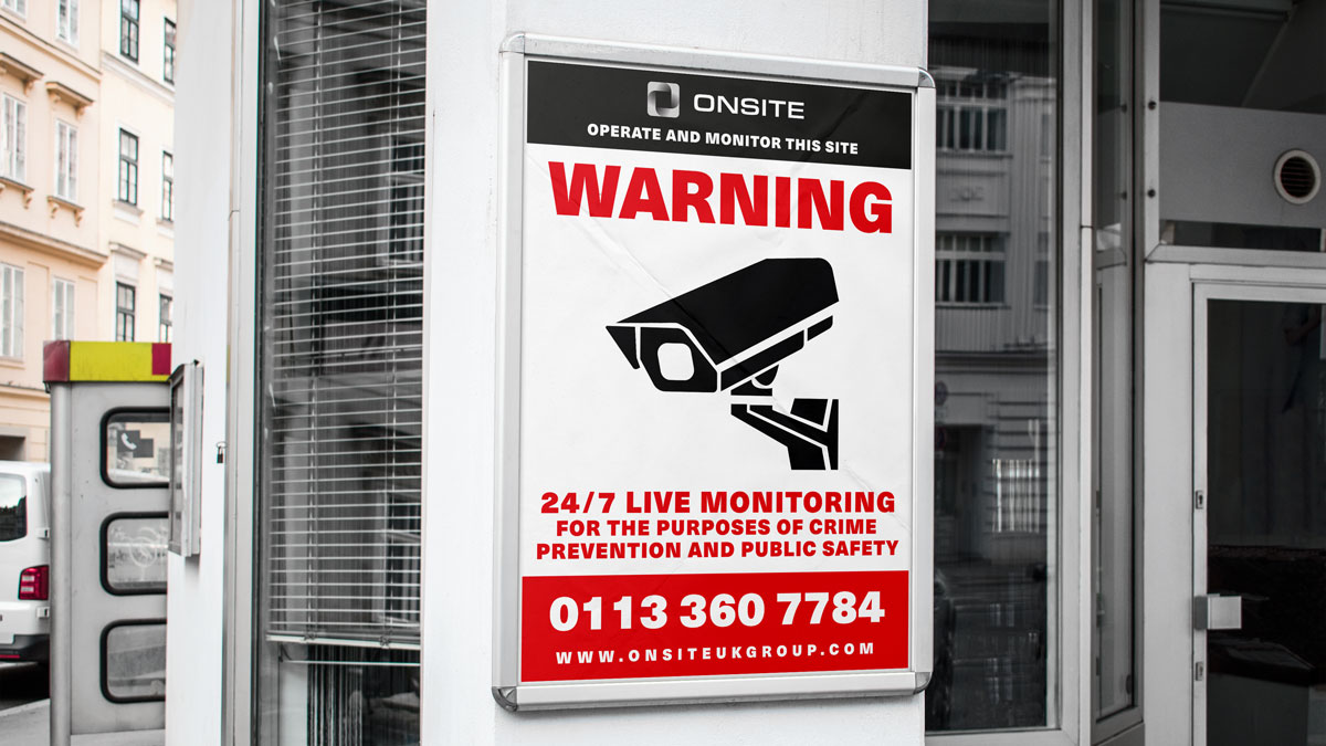 Onsite UK Group CCTV sign on a public wall