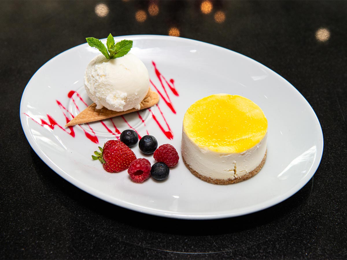 Jinnah Restaurant dessert with ice-cream on a plate photography